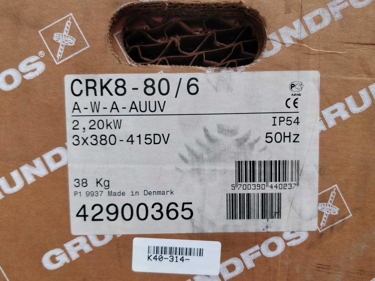 GRUNDFOS 42900365 CRK8-80/6 AWA-AUUV Vertical pump 2,29kW
