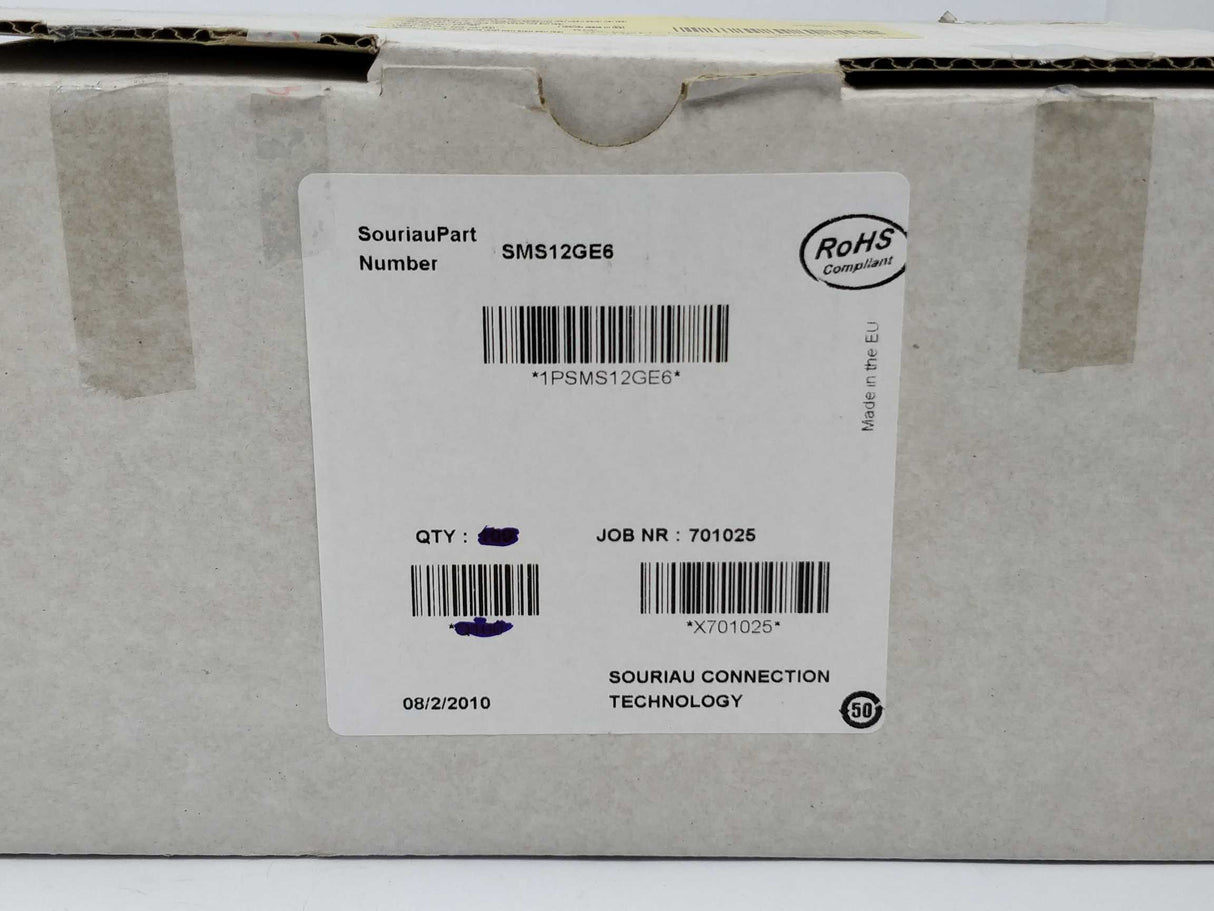 SOURIAU SMS12GE6 Right angle boardmount w/ male PCB contacts