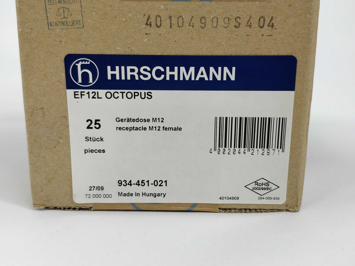 Hirschmann EF12L OCTOPUS Industrial ETHERNET Connector 25 Pcs.