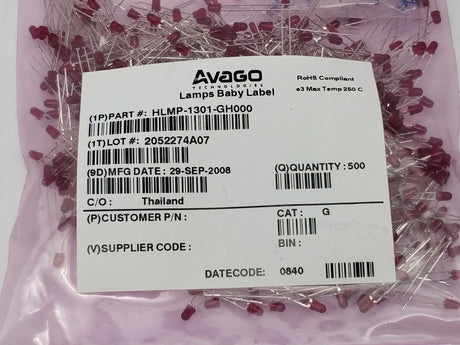 Avago HLMP-1301-GH000 Red LEDs T-1 3mm T/H, 500 pieces