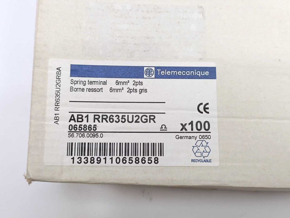 TELEMECANIQUE AB1RR635U2GR Spring Terminal 6mm² 2pts. 100Pcs.
