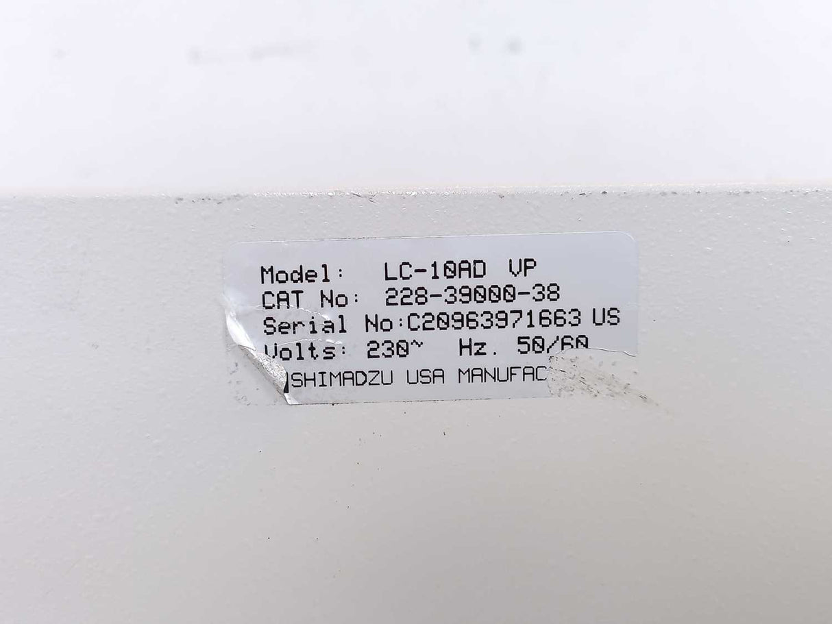 Shimadzu LC-10AD VP Liquid Chromatograph HPLC Pump