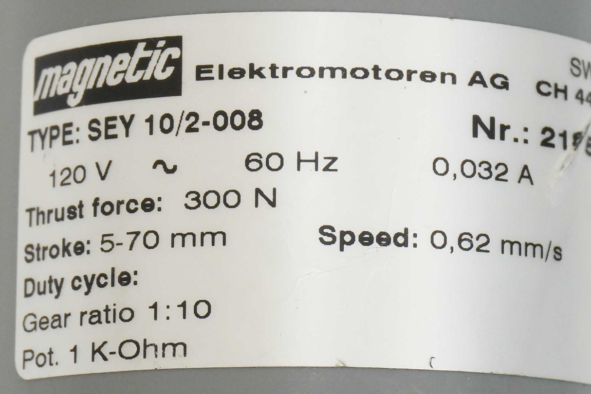 Magnetic Elektromotoren AG SEY 10/2-008 SEY 10/2-008 Linear Actuator