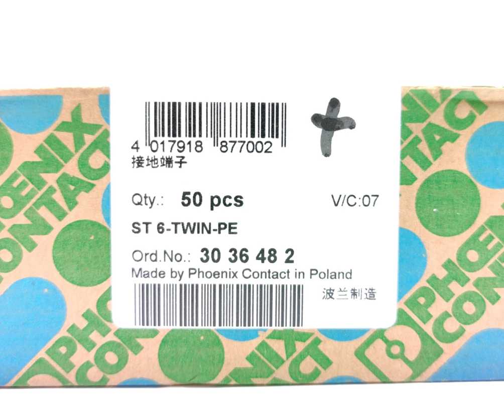 Phoenix Contact 3036482 ST 6-TWIN-PE Protective 50 Pcs,