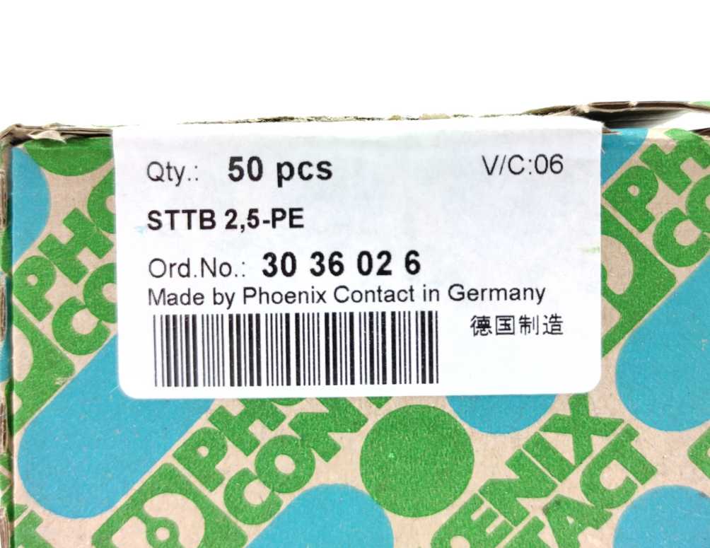Phoenix Contact 3036026 STTB 2,5-PE Protective Conductor Double-level 50Pcs.