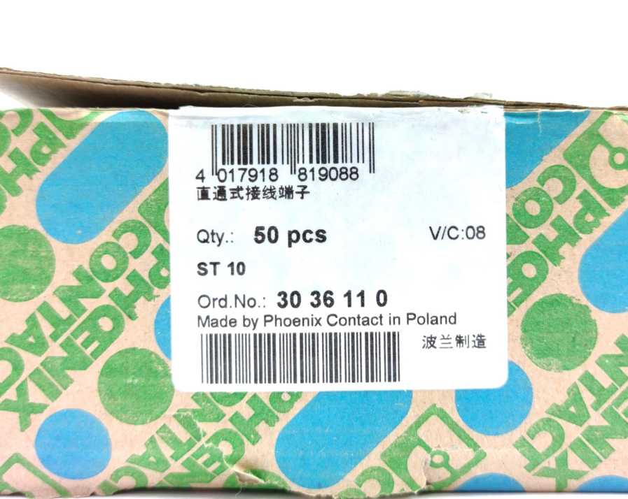 Phoenix Contact 3036110 ST 10 Feed-through Terminal Block 50 Pcs.