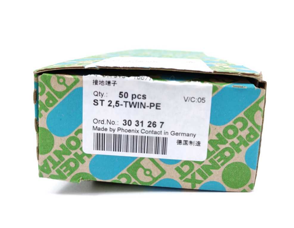 Phoenix Contact 3031267 ST 2,5-TWIN-PE Ground Modular Terminal Block. 50 pcs.