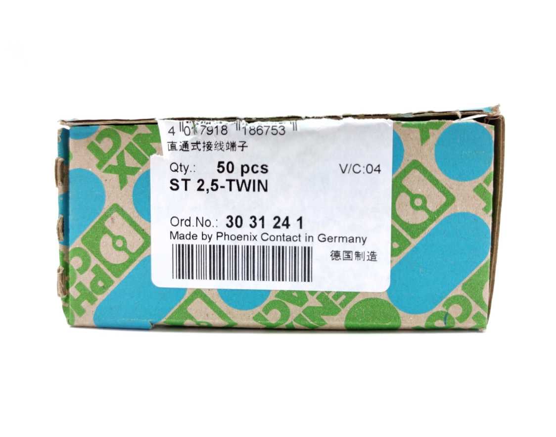 Phoenix Contact 3031241 ST 2,5-TWIN Feed-through Terminal Block 50 Pcs.