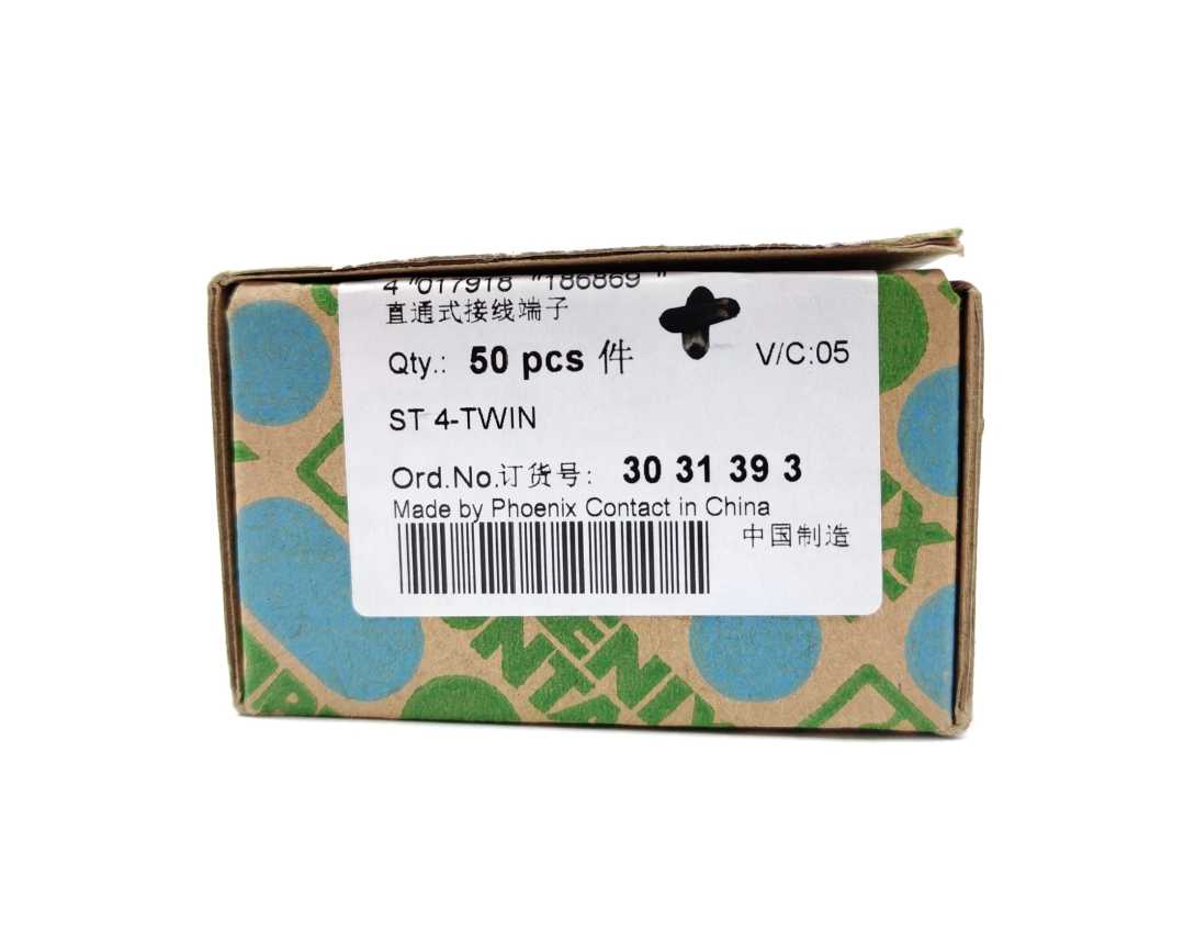 Phoenix Contact 3031393 ST 4-TWIN Feed-through Terminal Block 50 Pcs.