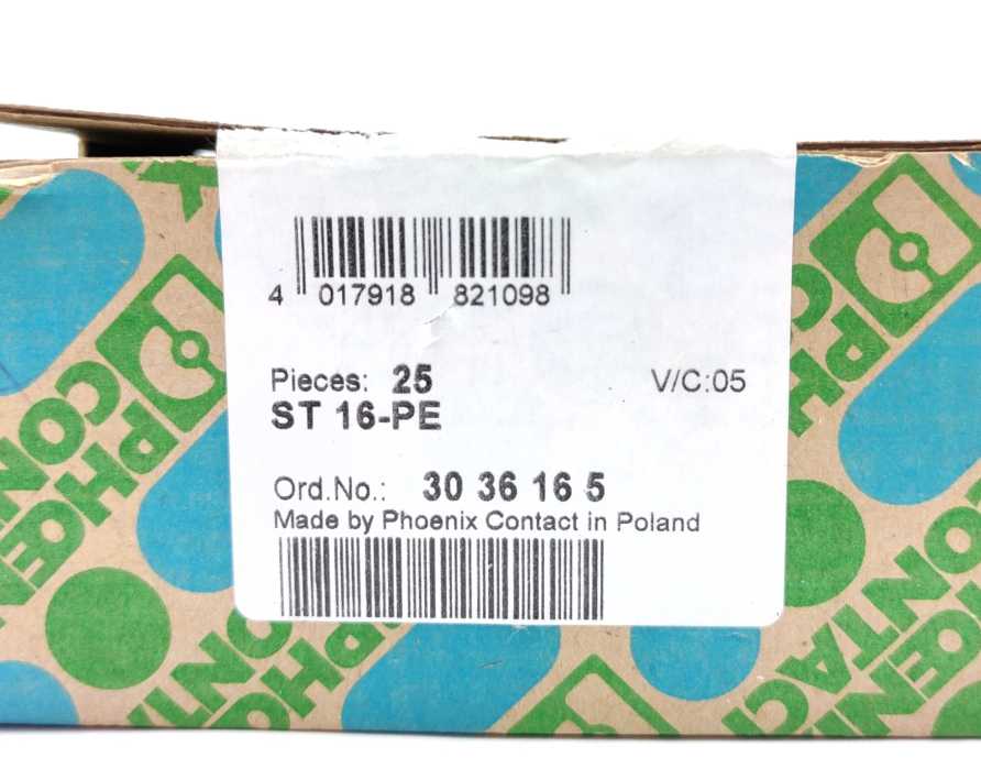 Phoenix Contact 3036165 ST 16-PE Protective 25 Pcs,
