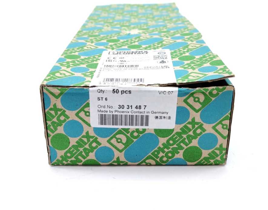 Phoenix Contact 3031487 ST 6 Feed-through Terminal Block, 50 Pcs
