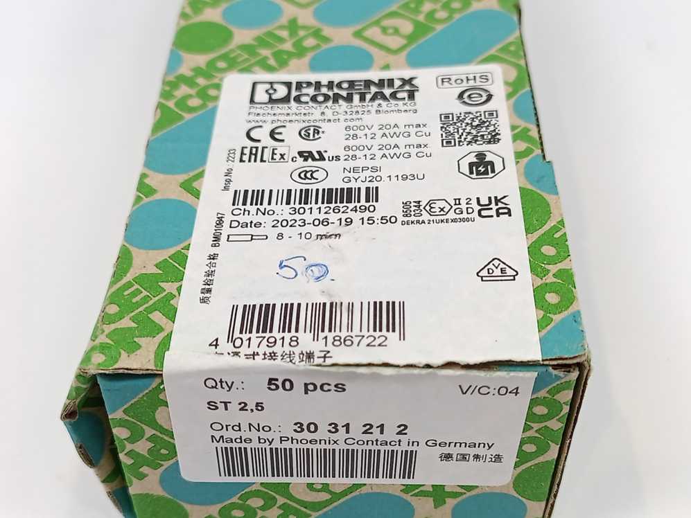 Pheonix Contact 3031212 ST 2,5 Feed-through Clamp, 51 Pcs
