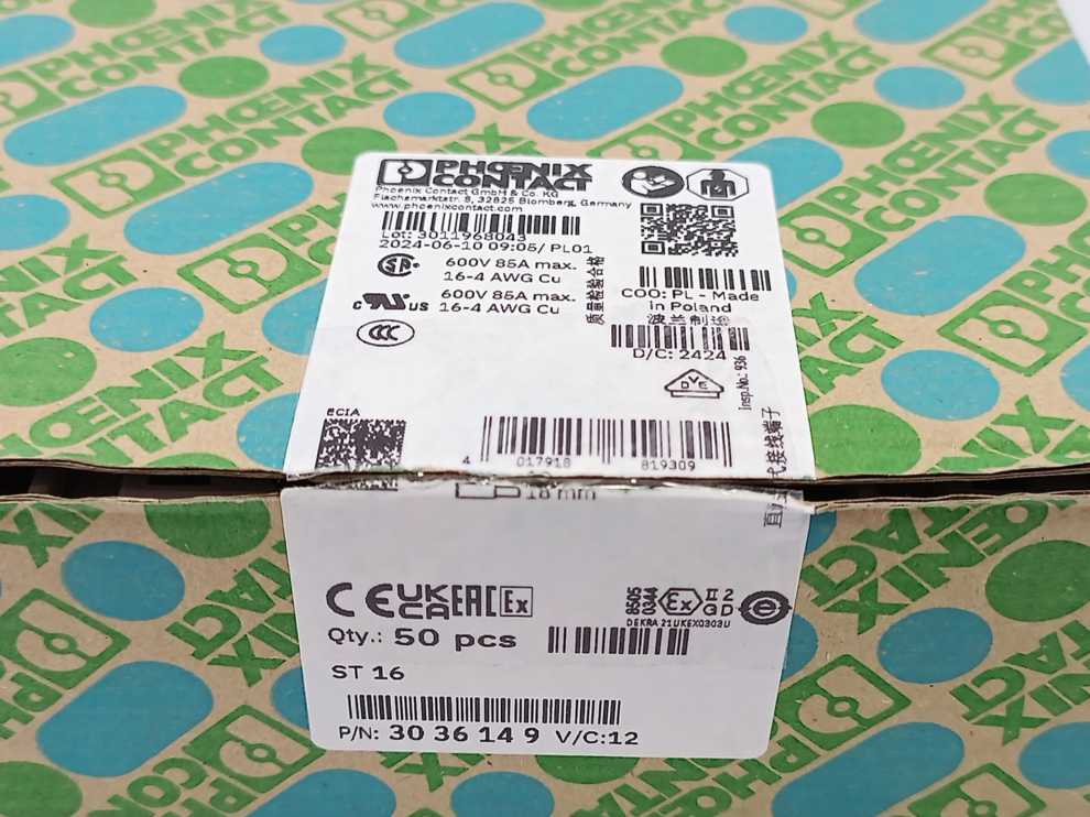 Phoenix Contact 3036149 ST 16 - Feed-through terminal block, 50 pcs