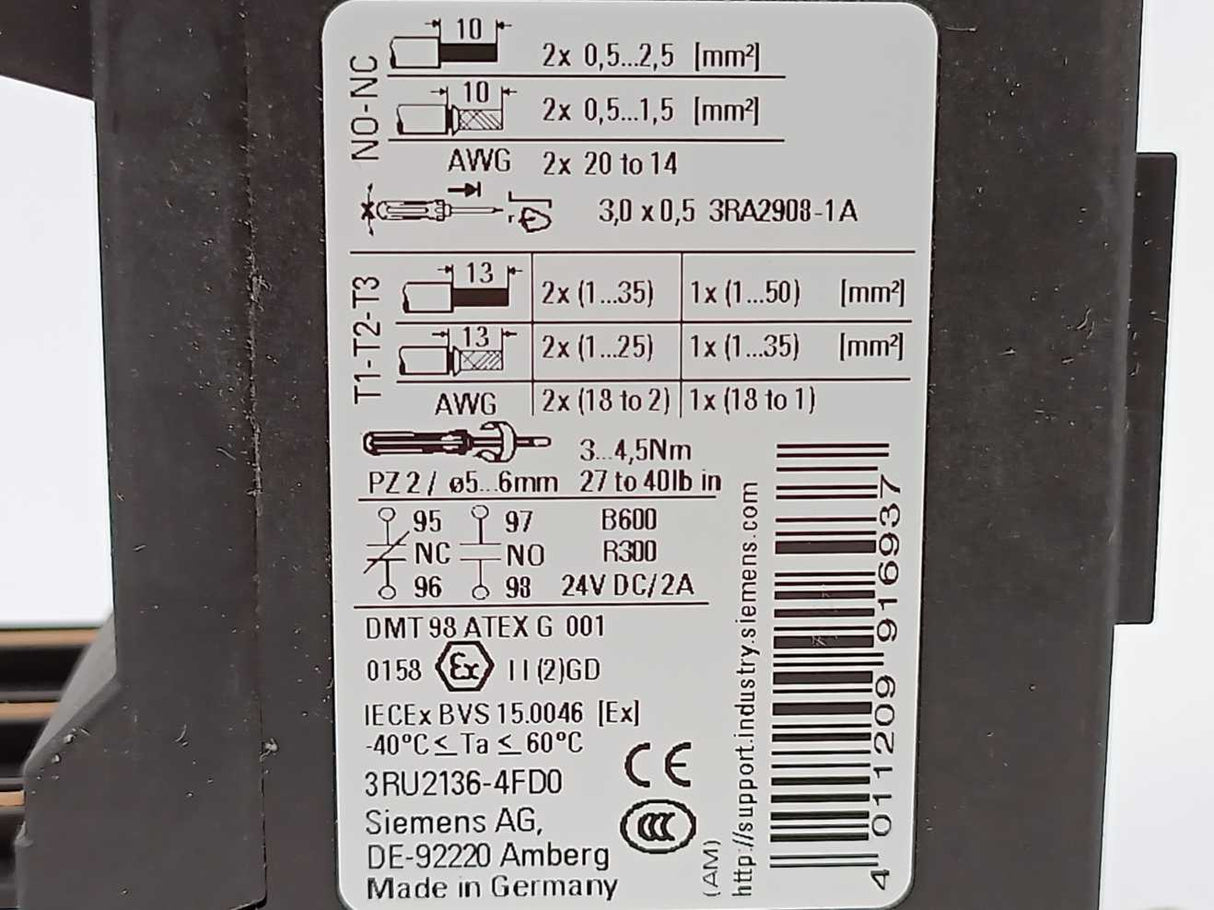Siemens 3RU2136-4FD0 Overload Relay 28-40A