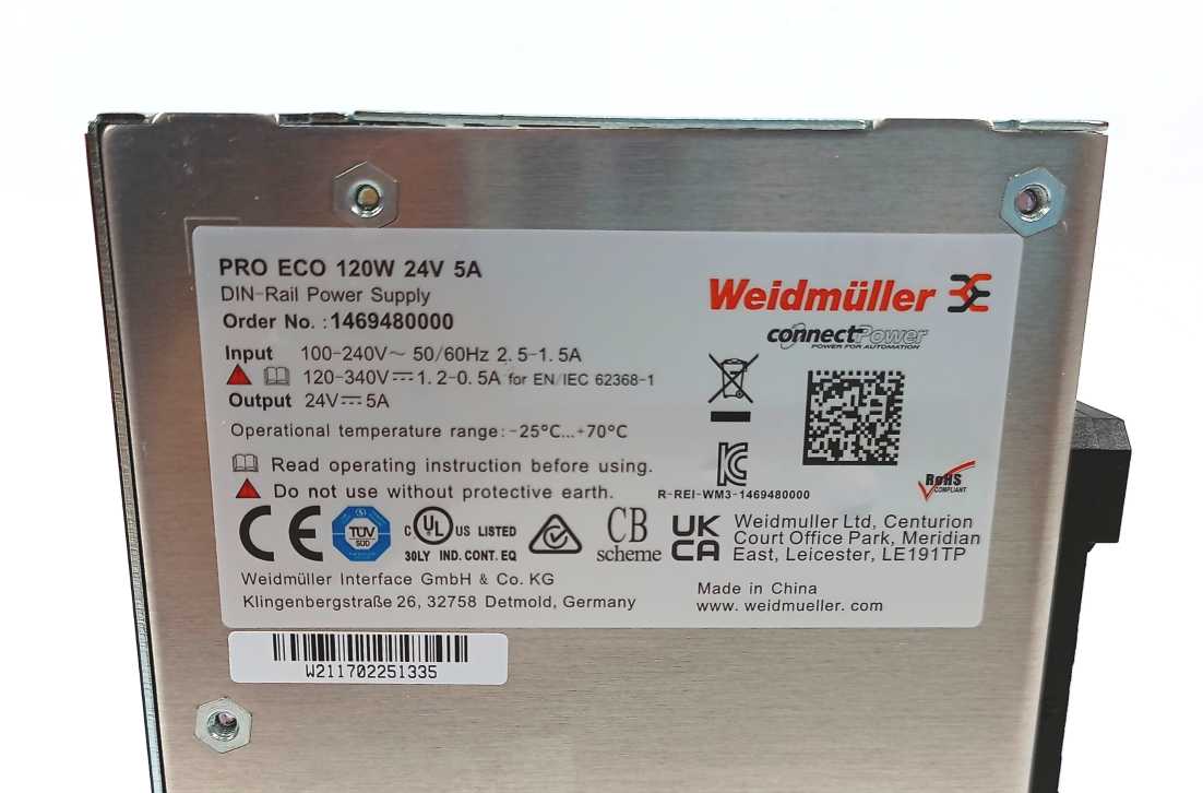 WEIDMULLER 1469480000 Power Supply PRO ECO 120W 24V 5A