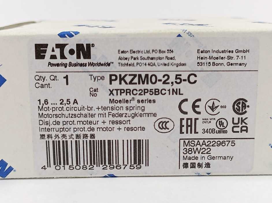 Eaton XTPRC2P5BC1 PKZM0-2,5-C Motor Protection Circuit Breaker 1.6-2.5A