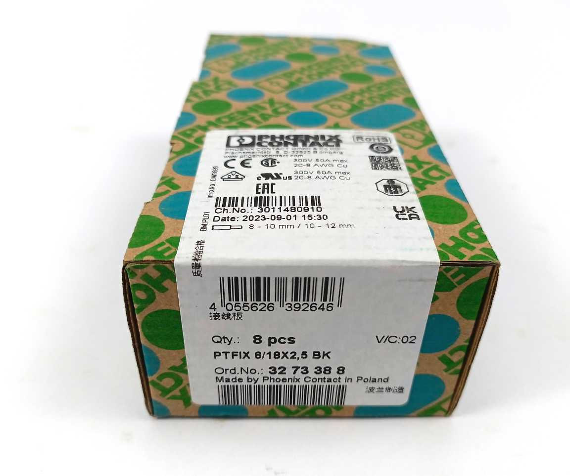 Phoenix Contact 3273388 PTFIX 6/18X2,5 BK - Distribution block. Batch of 8 pcs.