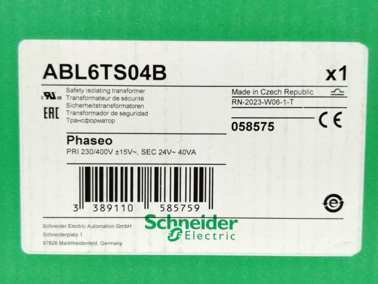 Schneider Electric ABL6TS04B Phaseo ABL6 Safety Transformer