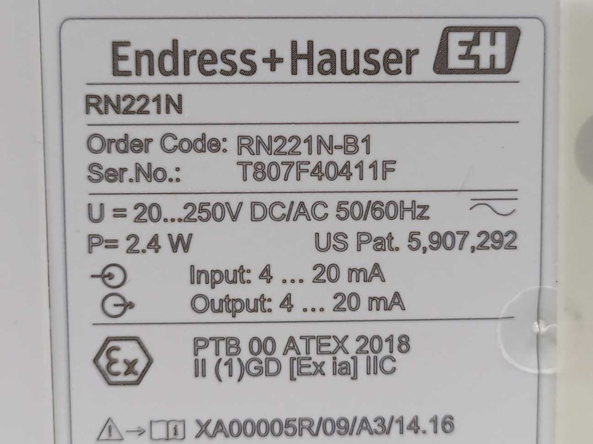 Endress+Hauser RN221N Transmitter Supply 20...250 V DC/AC