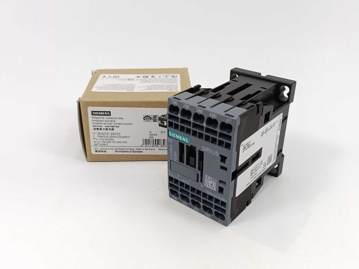 Siemens 3RH2131-2AF00 Contactor Relay 3 NO + 1 NC, 110 VAC