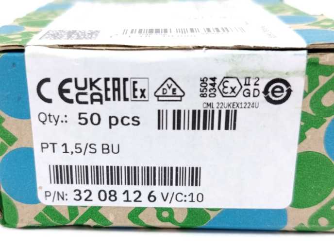 Phoenix Contact 3208126 PT 1,5/S BU Feed-through terminal block x 50pcs