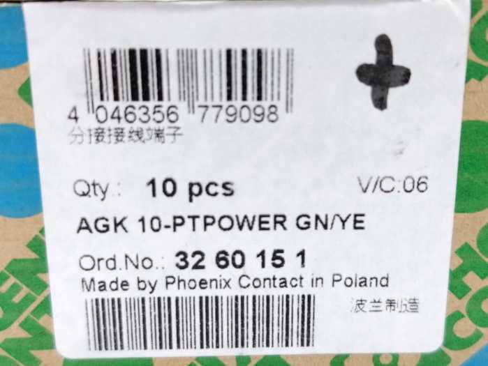 Phoenix Contact 3260151 AGK 10-PTPOWER GN/YE Pick-off terminal block x9 pcs