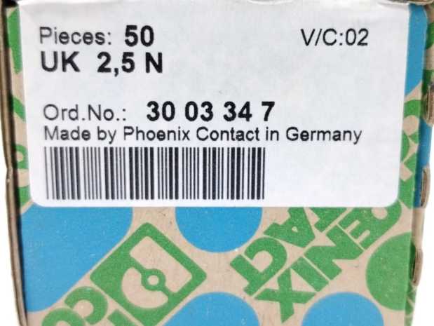 Phoenix Contact 3003347 UK 2,5 N Feed-through terminal block x50pcs
