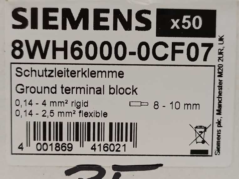 Siemens 8WH6000-0CF07 Terminal, iPo plug-in terminal 50pcs