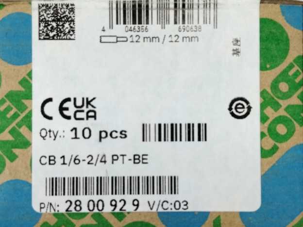 Phoenix Contact 2800929 CB 1/6-2/4 PT-BE - Grunddel x5pcs