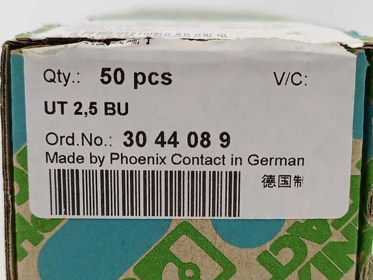 Phoenix Contact 3044089 Feed-through terminal block UT 2,5 BU 50 Pcs.