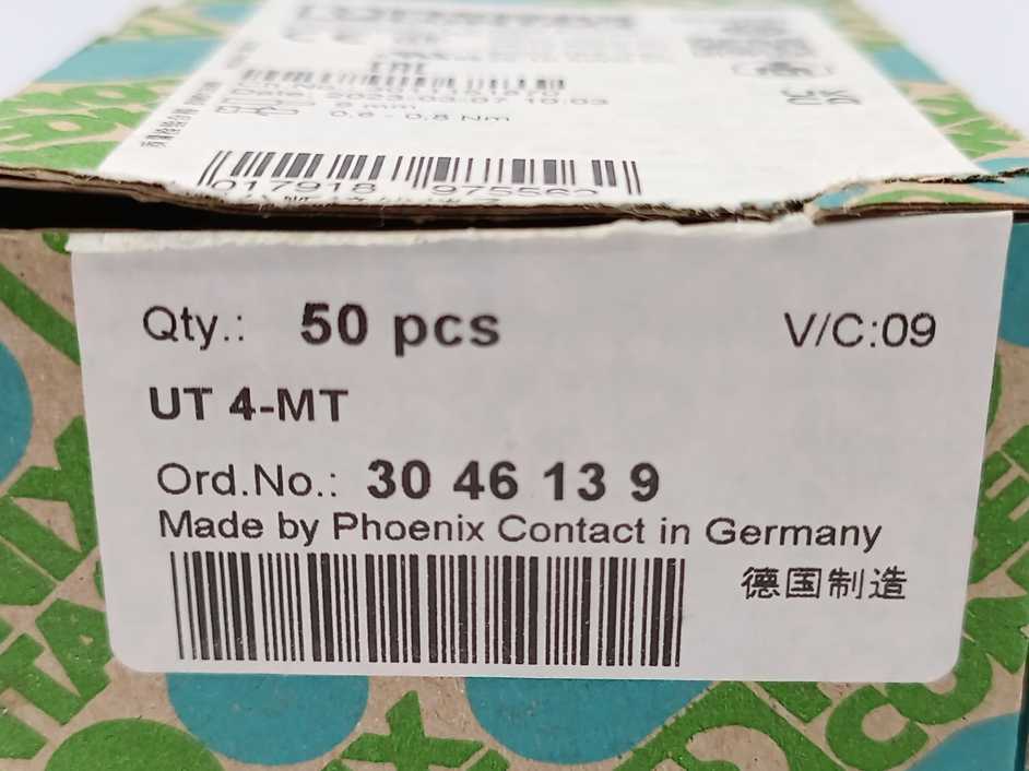 Phoenix Contact 3046139 UT 4-MT - Knife-disconnect terminal block, 50 Pcs.