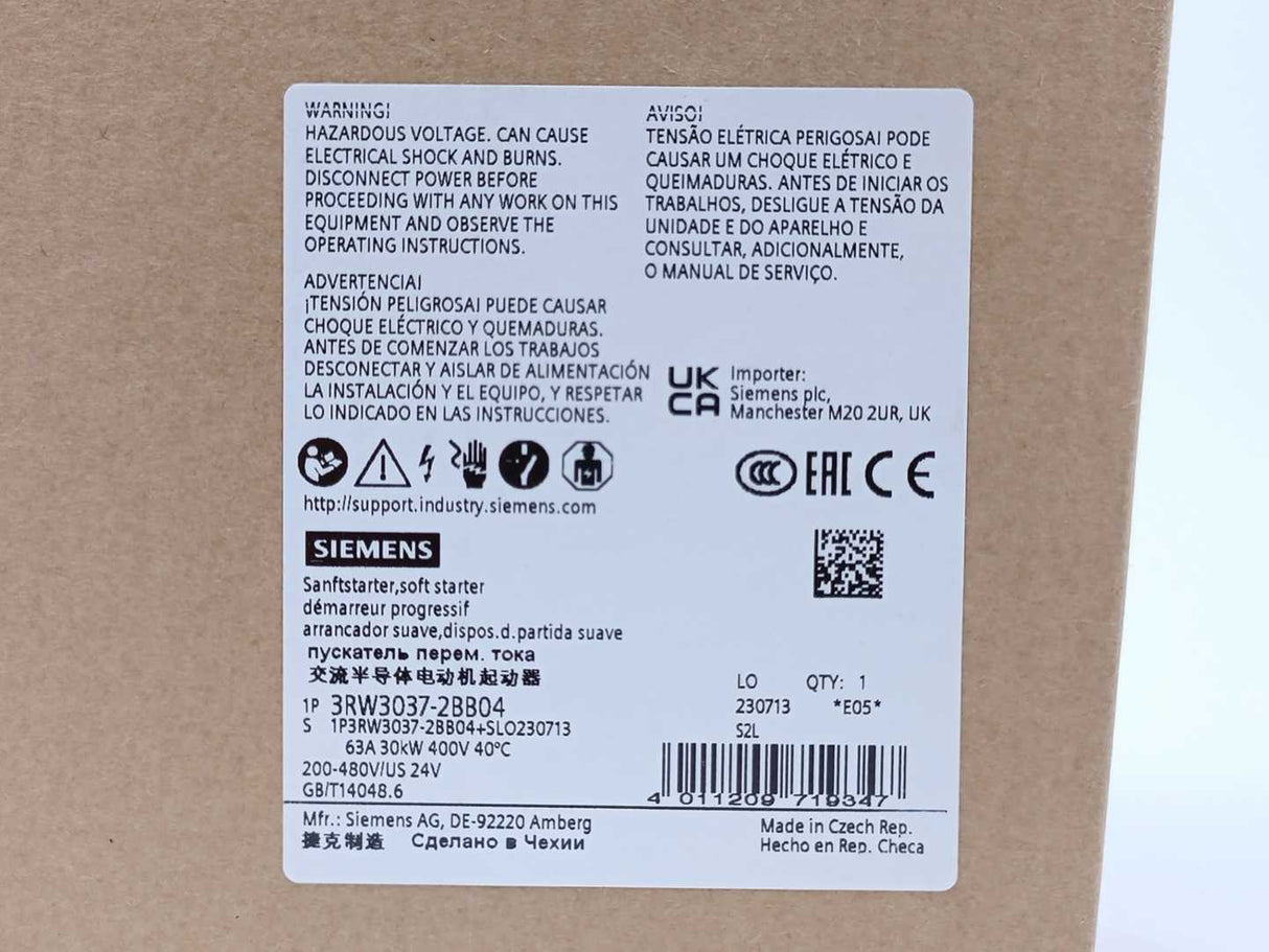 Siemens 3RW3037-2BB04 SIRIUS soft starter