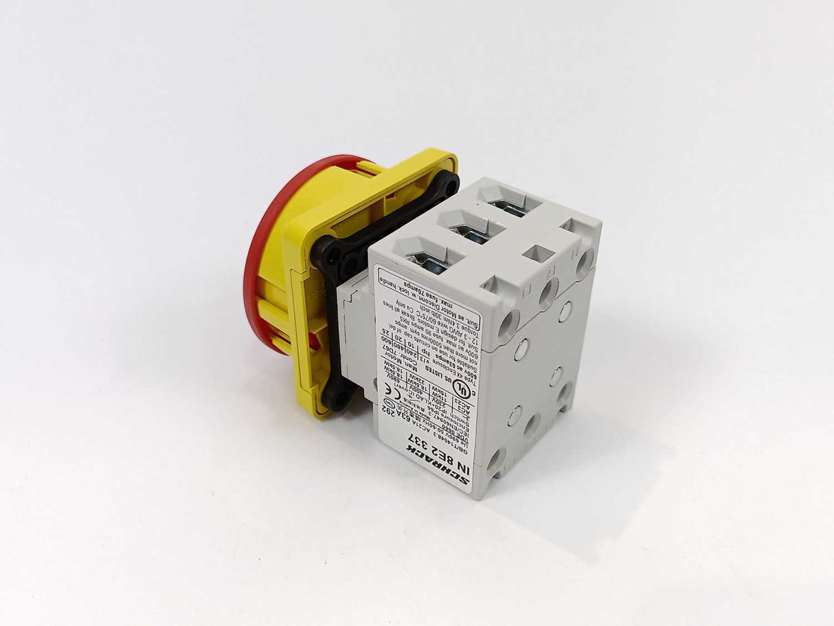 Schrack IN 8E2 337 Emergency-Stop Main Switch 3-pole 4 hole mounting 63A 22kW