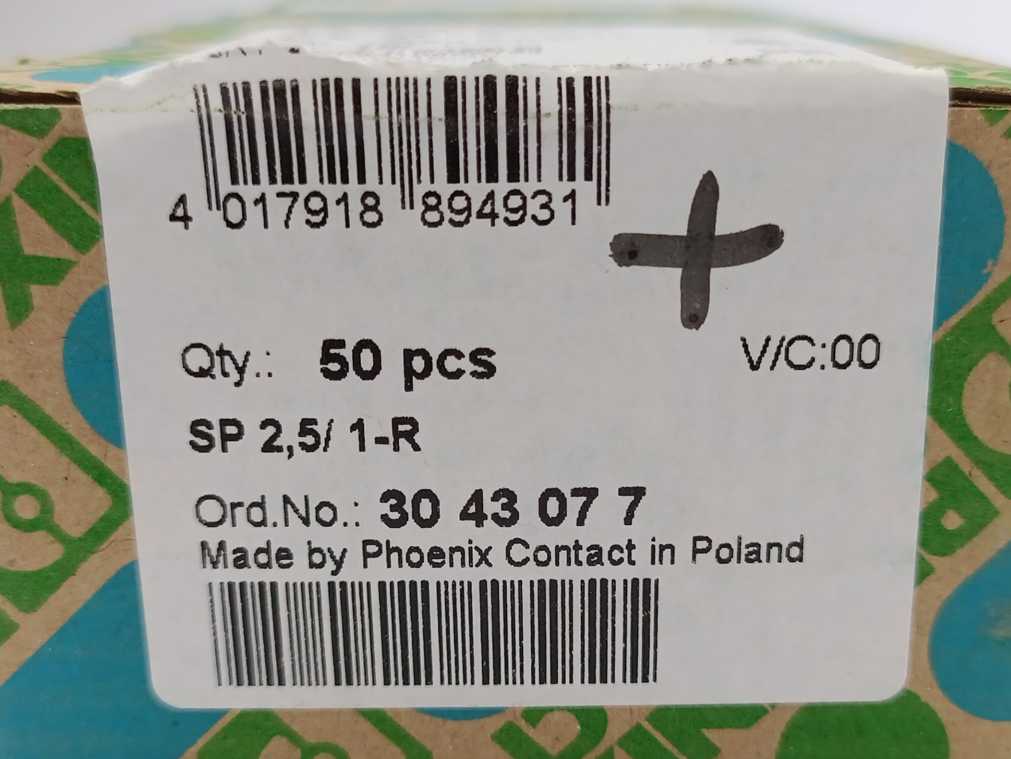 Phoenix Contact 3043077 Plug SP 2,5/1-R 50 Pcs.