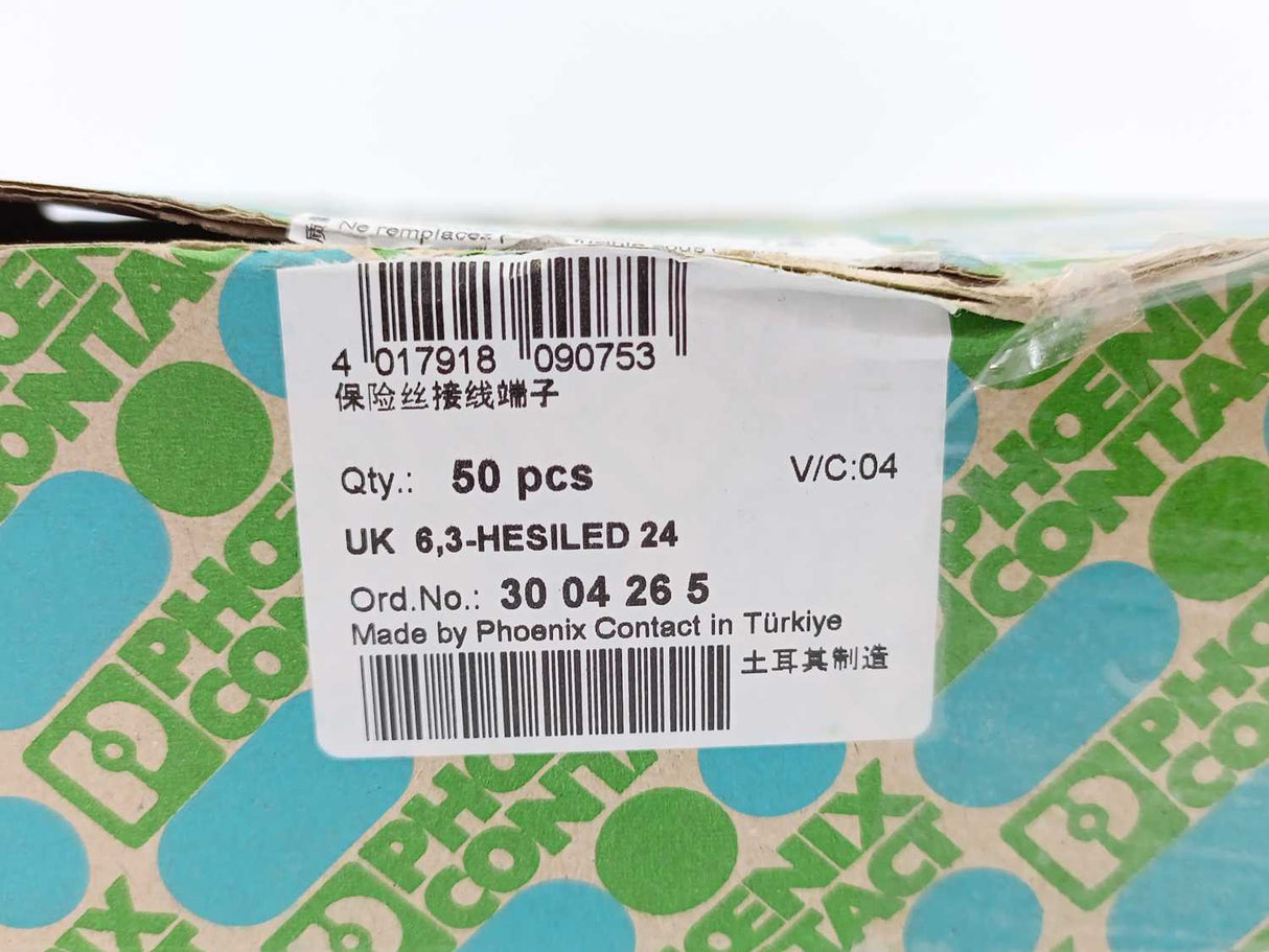 Phoenix Contact 3004265 UK 6,3-HESILED 24 terminal block 50 Pcs.