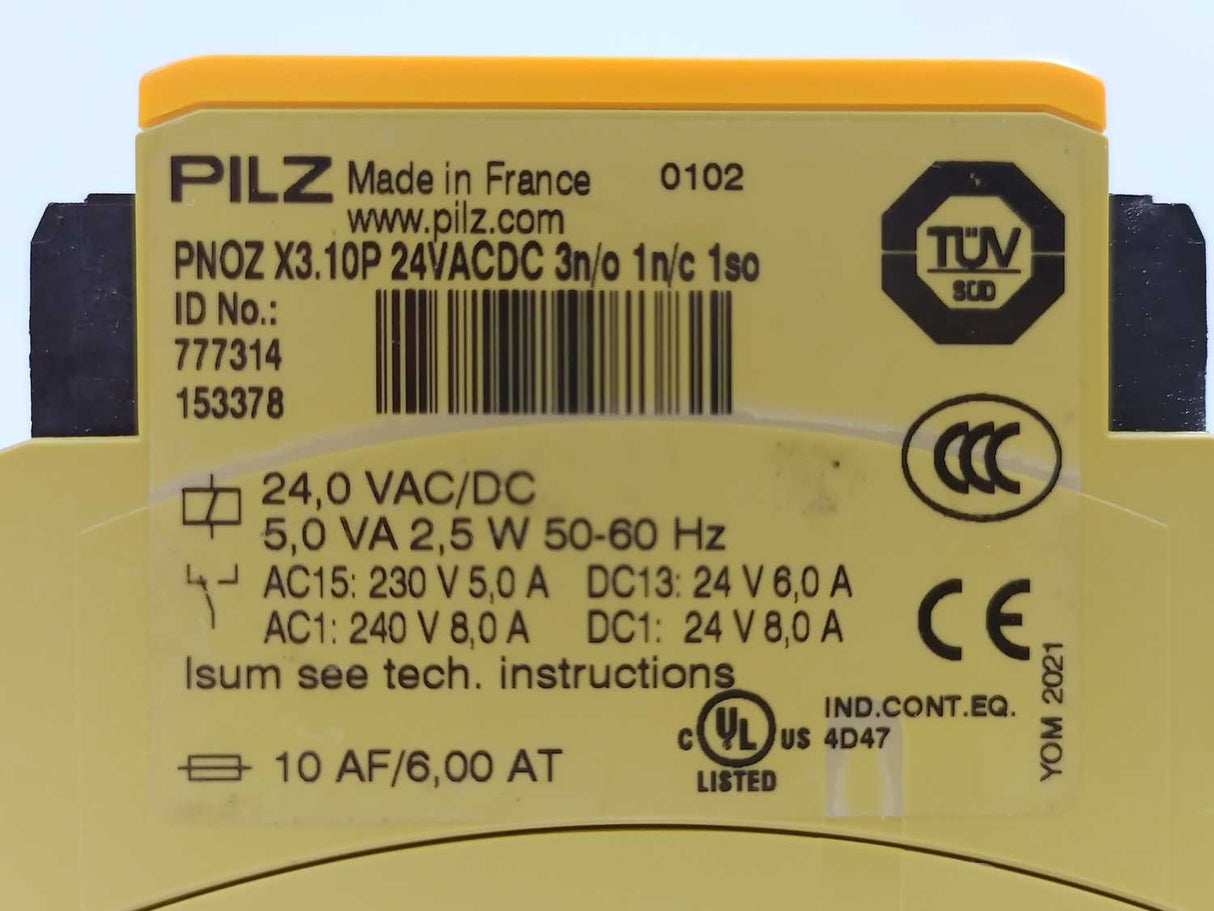 Pilz 777314 PNOZ X3.10P 24VACDC 3n/o 1n/c 1so