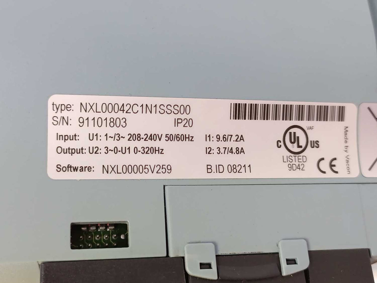 Vacon NXL00042C1N1SSS00 NXL drive, Software - NXL00005V259, 208-240V, 50/60Hz