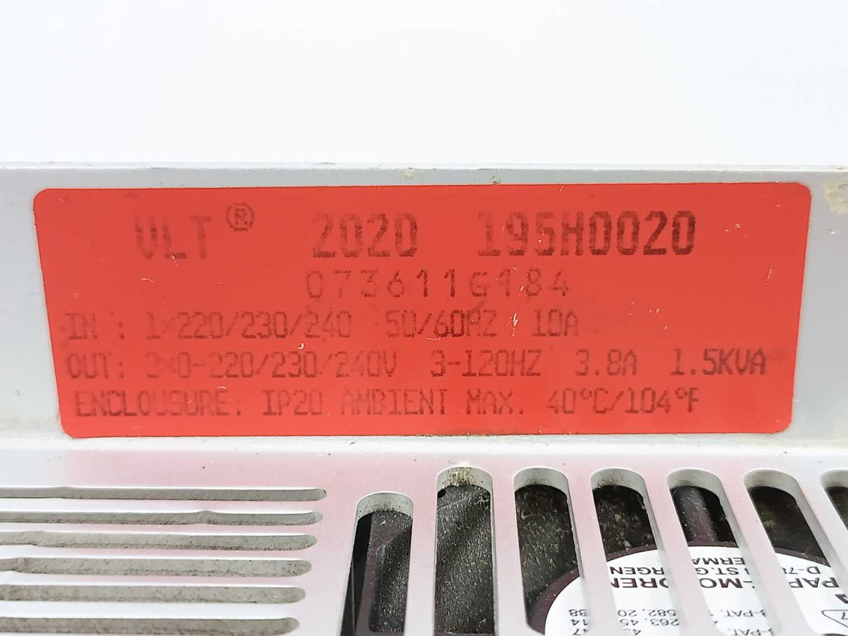 Danfoss 195H0020 VLT 2020, 1x220/230/240, 50/60Hz, 10A