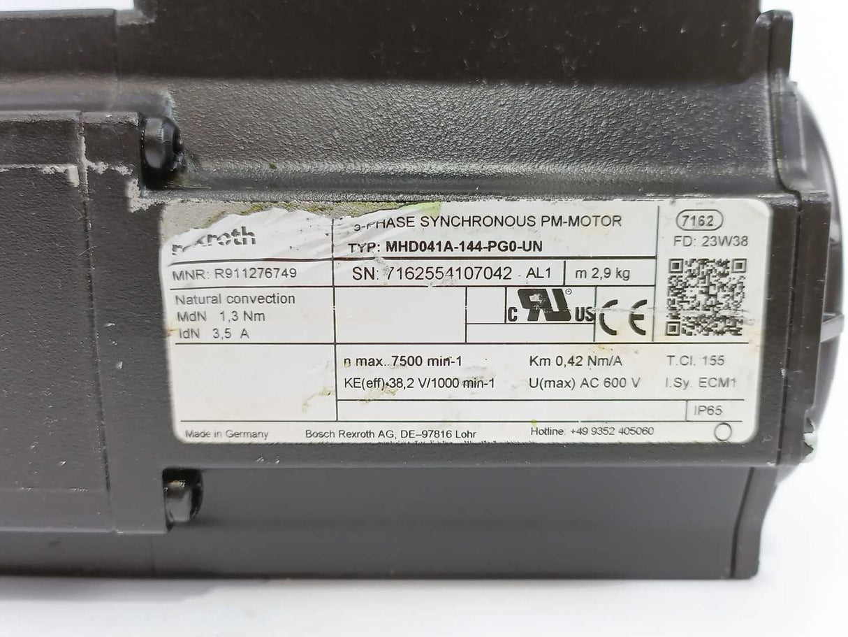 Rexroth MHD041A-144-PG0-UN 3-Phase Synchronous PM-Motor