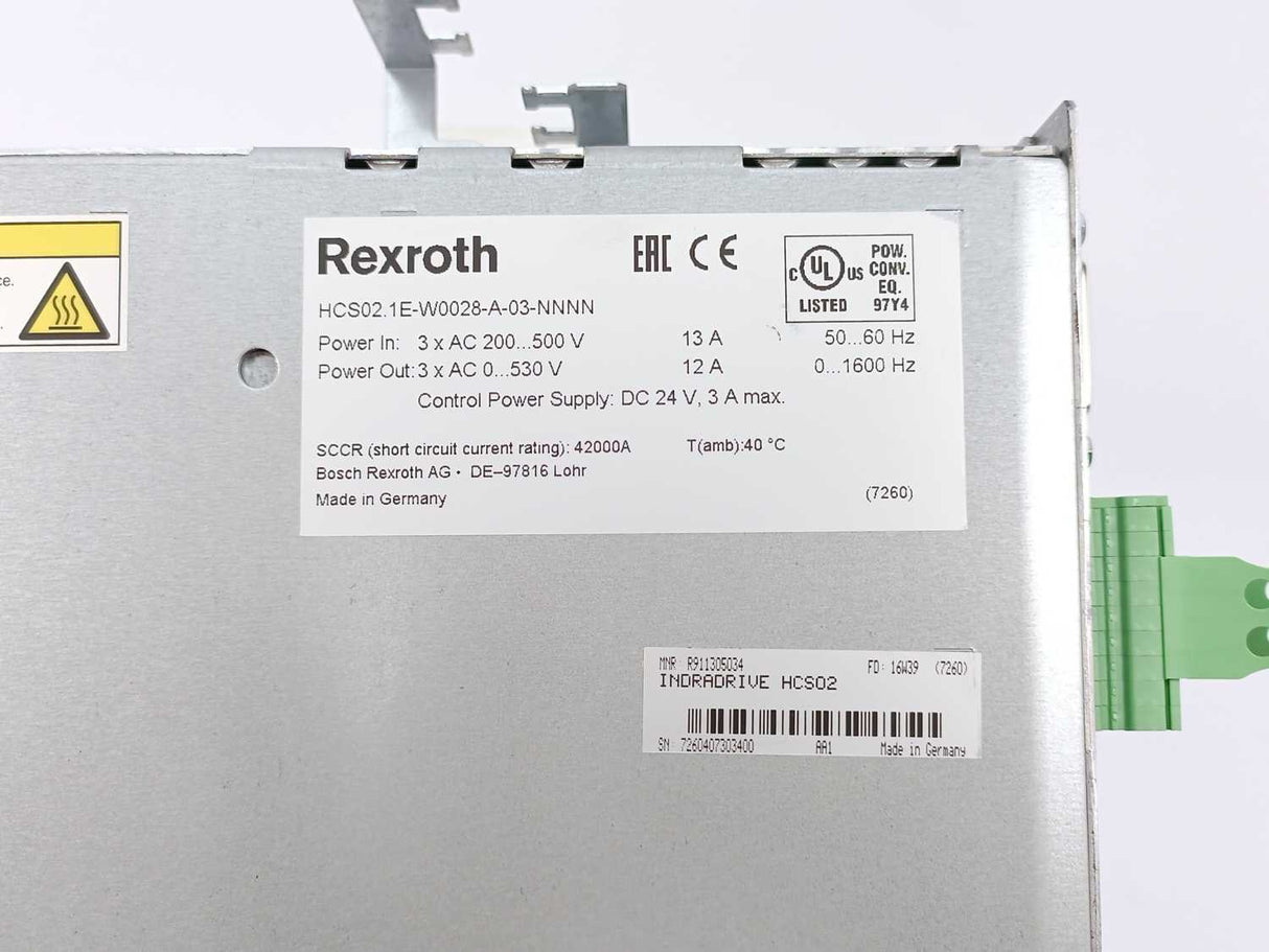 Rexroth R911298374 HCS02.1E-W0028-A-03- w/ R911314013 CSB01.1-S3-ENS-EN1-NN-S