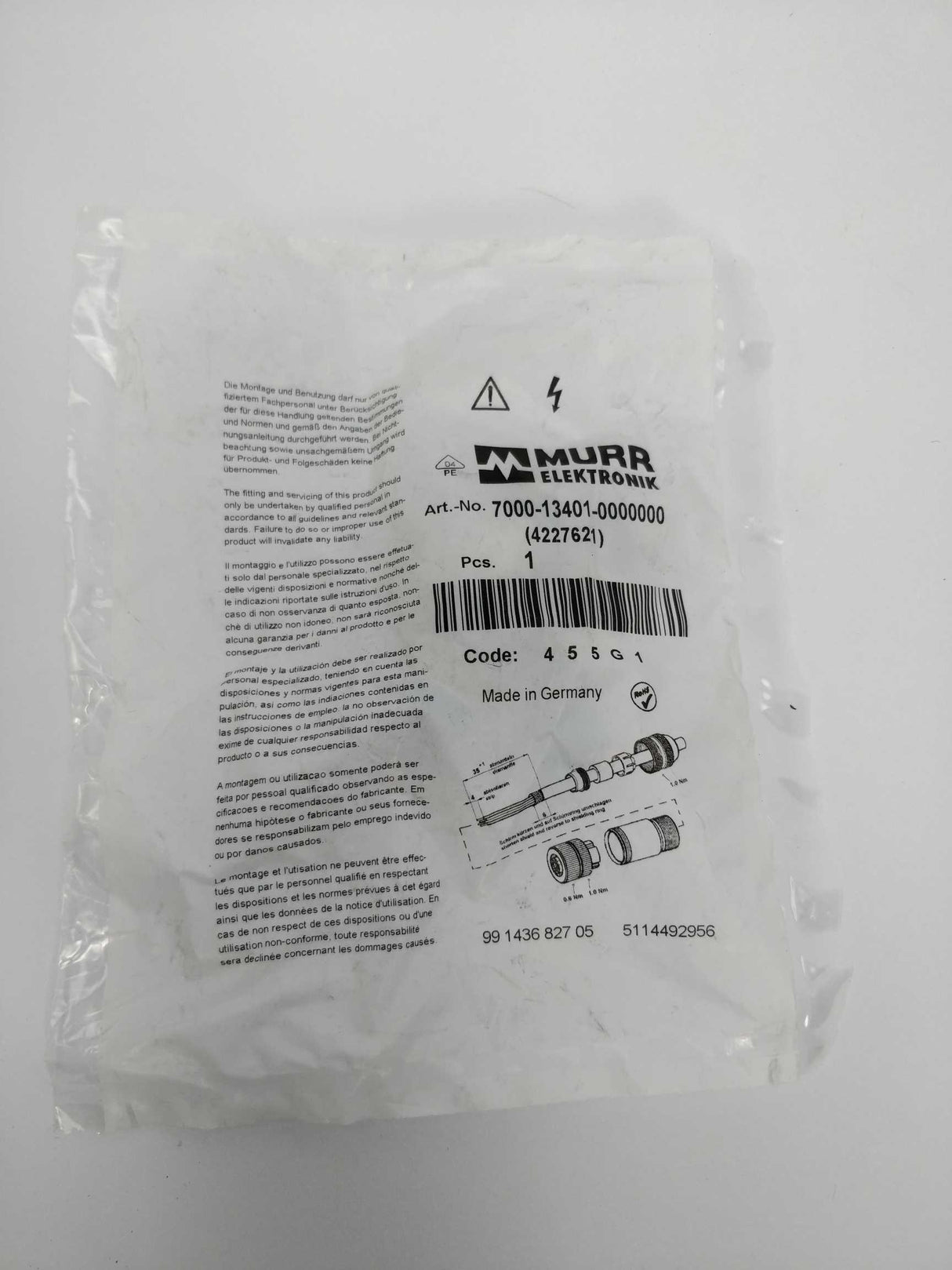 Murr 7000-13401-0000000 Field Wireable Sensor Plug