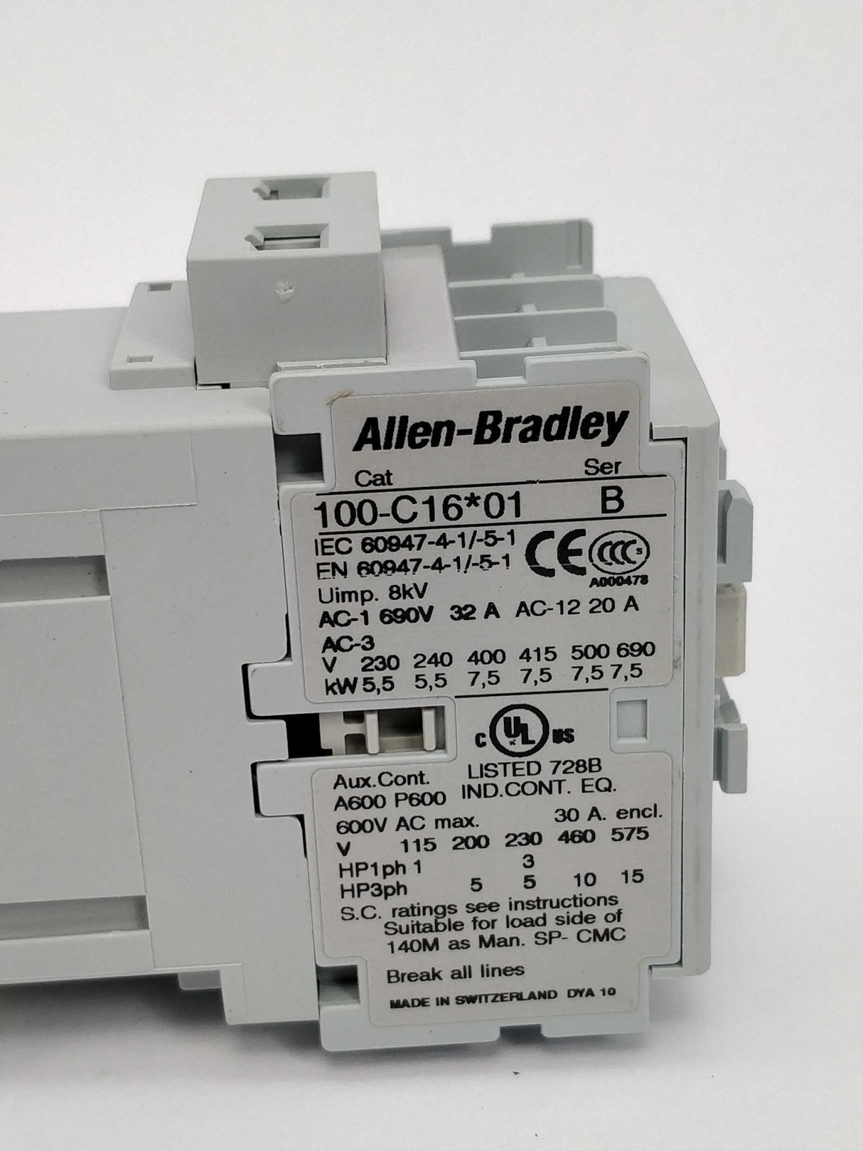 ALLEN-BRADLEY 100-C16KF01 Contactor ser. B, Not used