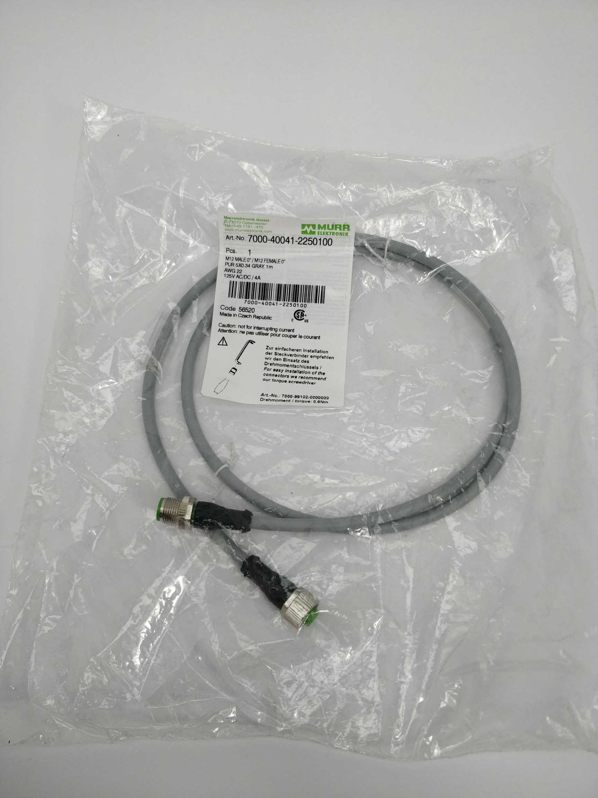 MURR Elektronik 7000-40041-2250100 M12 male 0° / M12 female 0° A-coded