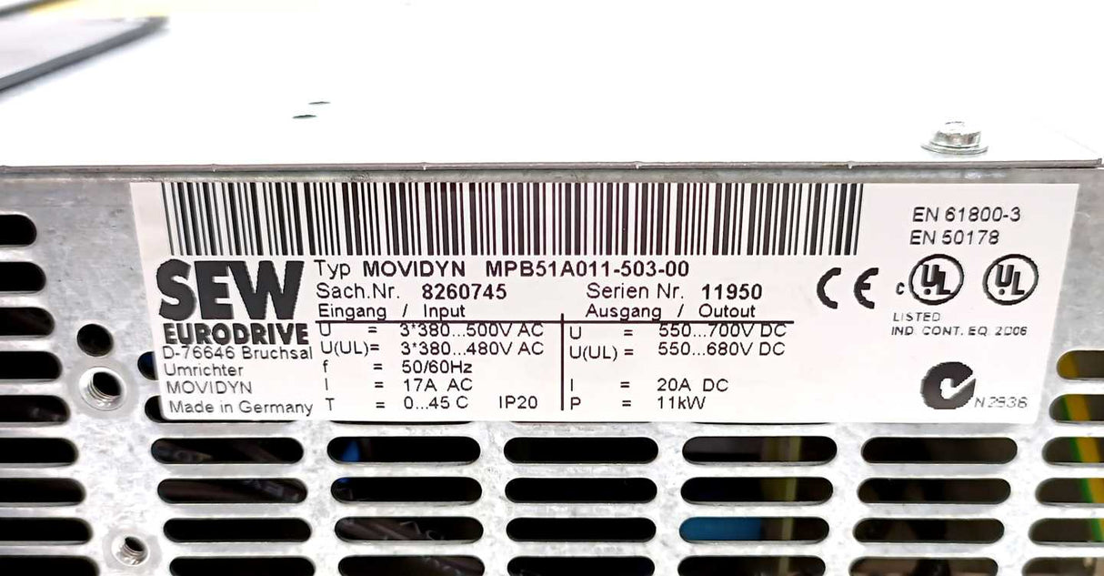 SEW-EURODRIVE  MPB51A011-503-00 MOVIDYN 8260745 20A Servo Controller 11kW