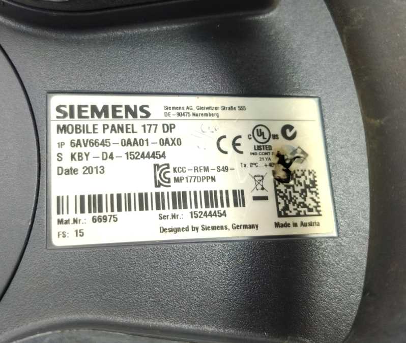 Siemens 6AV6645-0AA01-0AX0 SIMATIC Mobile Panel 177 DP