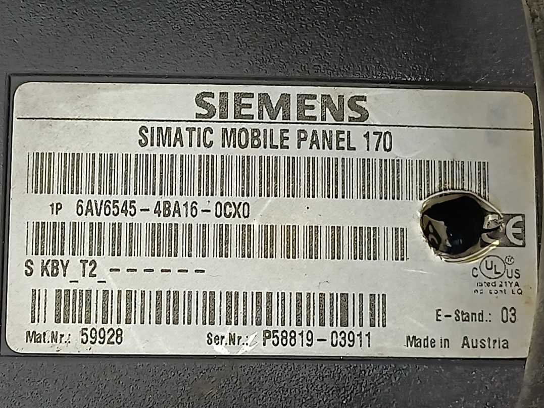 Siemens 6AV6545-4BA16-0CX0 SIMATIC Mobile Panel 170