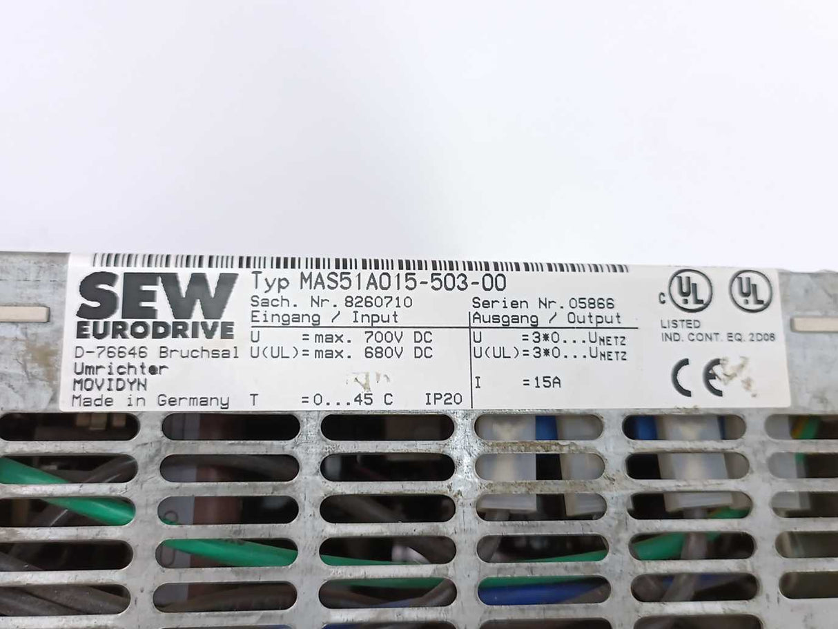SEW-EURODRIVE  MAS51A015-503-00 MOVIDYN 8260710 15A Servo Controller
