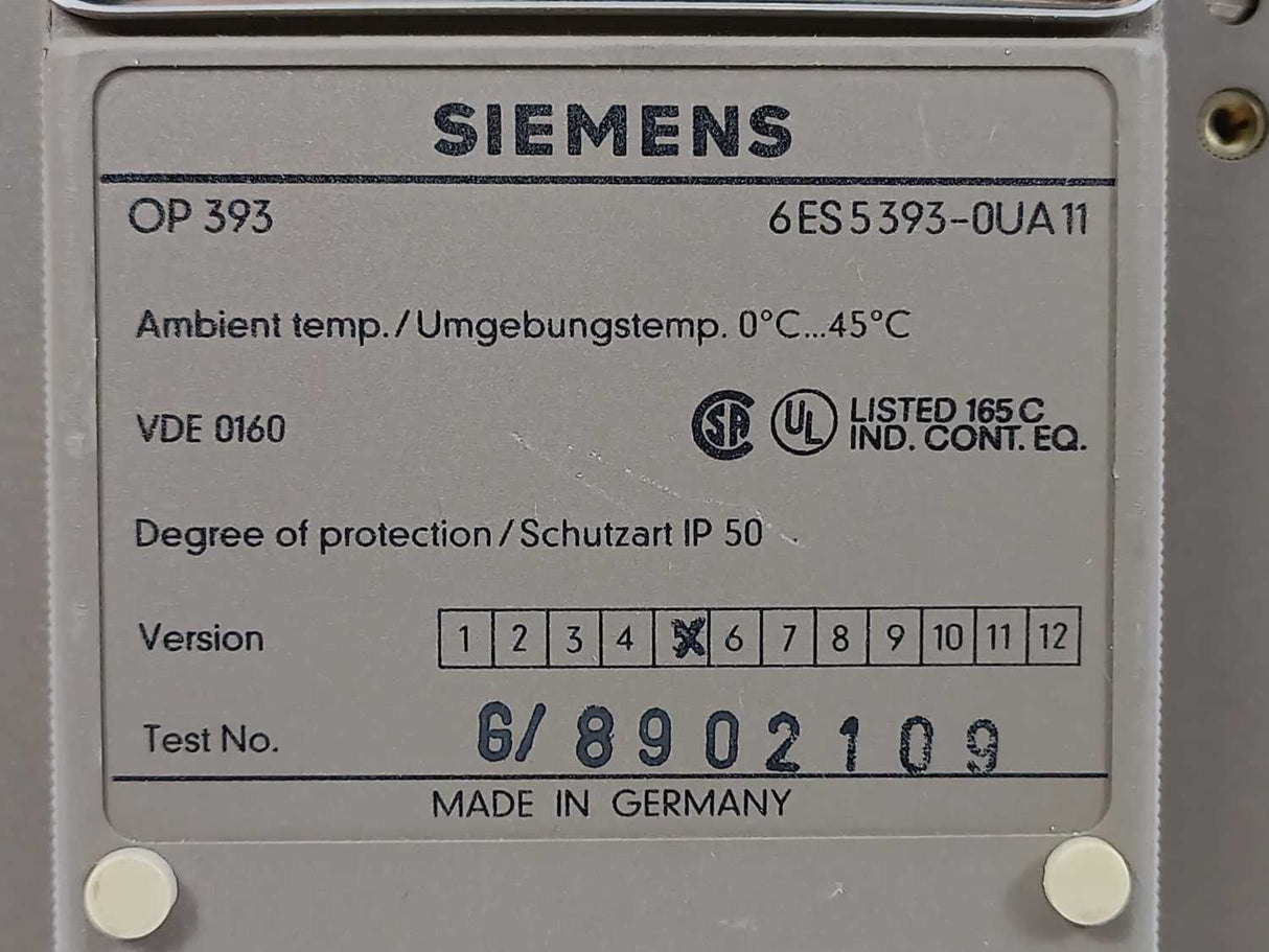 Siemens 6ES5393-0UA11 SIMATIC S5 OP393 Operator Panel