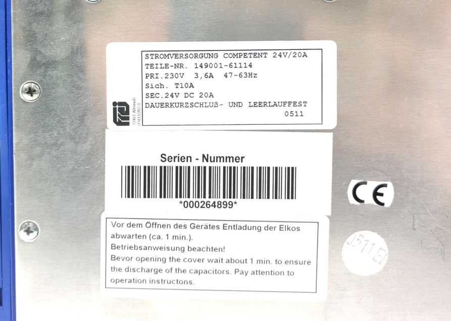 Competent Cosmo 149001-61114 Power Supply 24V/20A