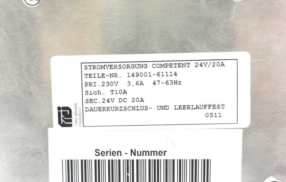 Competent Cosmo 149001-61114 Power Supply 24V/20A